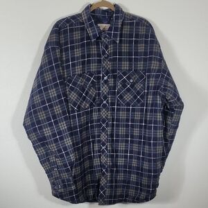 Northwest Territory Mens Quilted Plaid Button Up Shirt Size XLT Blue Flannel